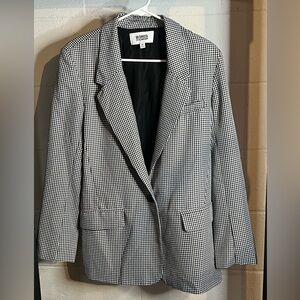 BB Dakota Steve Madden Womens Size L Black White Checked Lined Button Blazer